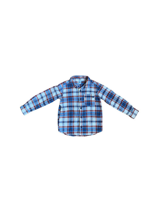 A Blue Long Sleeve Shirts from Petit Bateau in size 5T for boy. (Front View)
