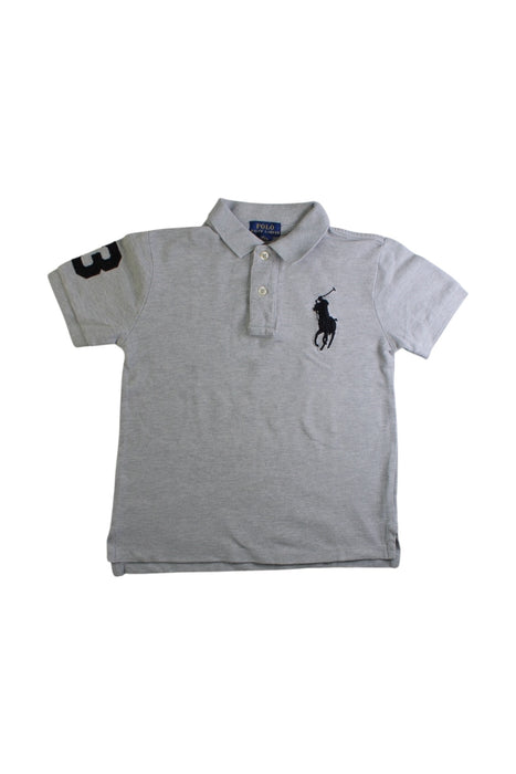 A Grey Short Sleeve Polos from Polo Ralph Lauren in size 6T for boy. (Front View)