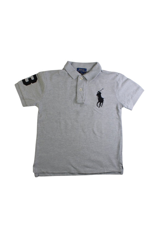 A Grey Short Sleeve Polos from Polo Ralph Lauren in size 6T for boy. (Front View)