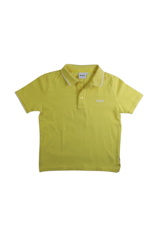 A Yellow Short Sleeve Polos from Boss in size 5T for boy. (Front View)