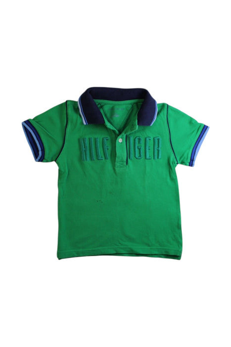 A Green Short Sleeve Polos from Tommy Hilfiger in size 3T for boy. (Front View)