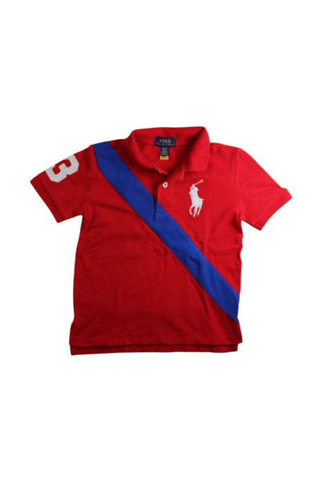 A Red Short Sleeve Polos from Polo Ralph Lauren in size 4T for boy. (Front View)