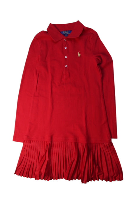 A Red Long Sleeve Dresses from Polo Ralph Lauren in size 7Y for girl. (Front View)