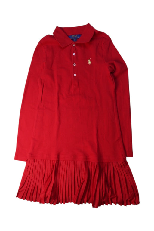 A Red Long Sleeve Dresses from Polo Ralph Lauren in size 7Y for girl. (Front View)