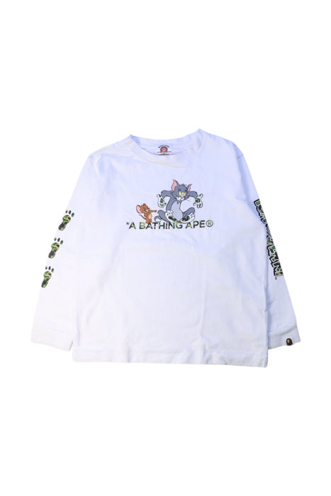 A White Long Sleeve T Shirts from Bape by A Bathing Ape in size 7Y for boy. (Front View)