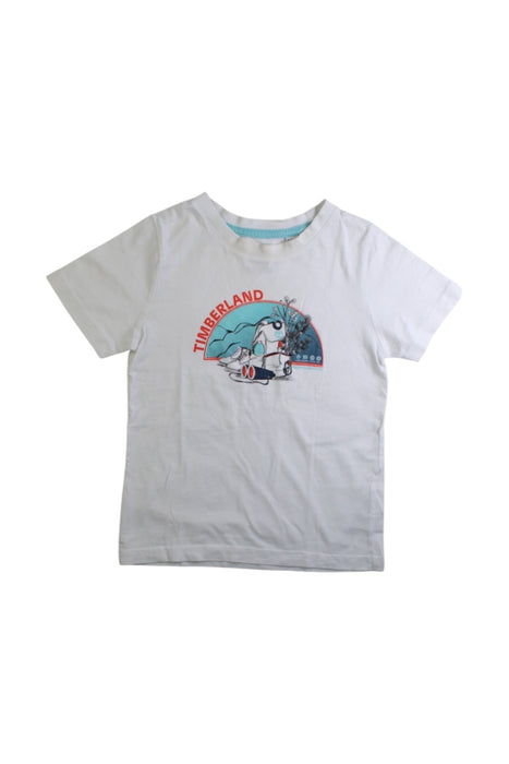 A White Short Sleeve T Shirts from Timberland in size 5T for boy. (Front View)