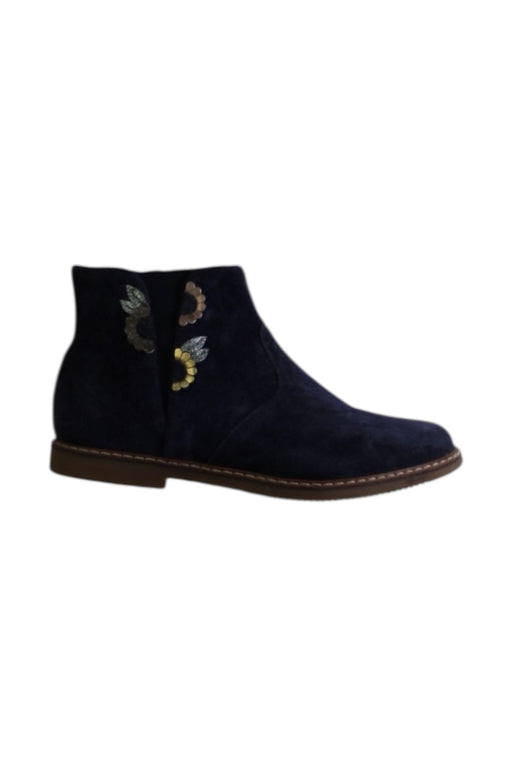 A Navy Casual Boots from Pom d’Api in size 6T for girl. (Front View)