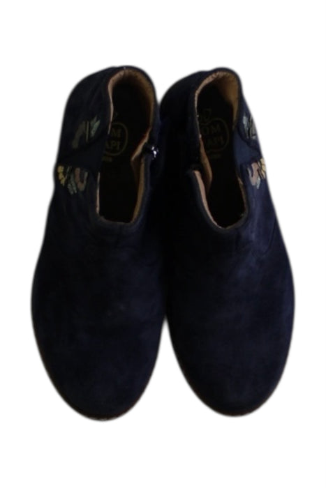A Navy Casual Boots from Pom d’Api in size 6T for girl. (Back View)