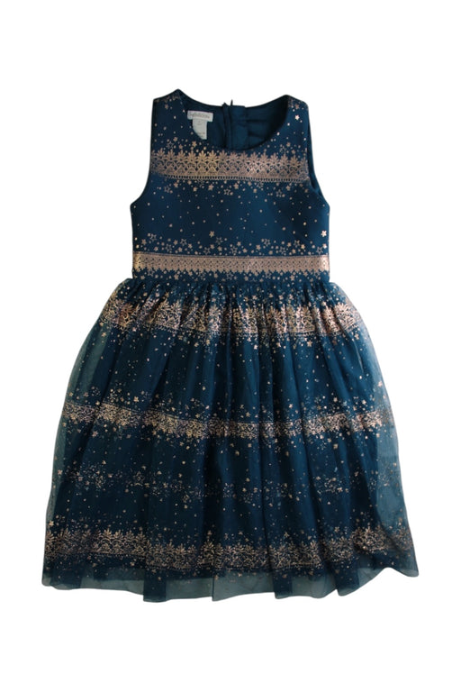 A Blue Sleeveless Dresses from Monsoon in size 6T for girl. (Front View)