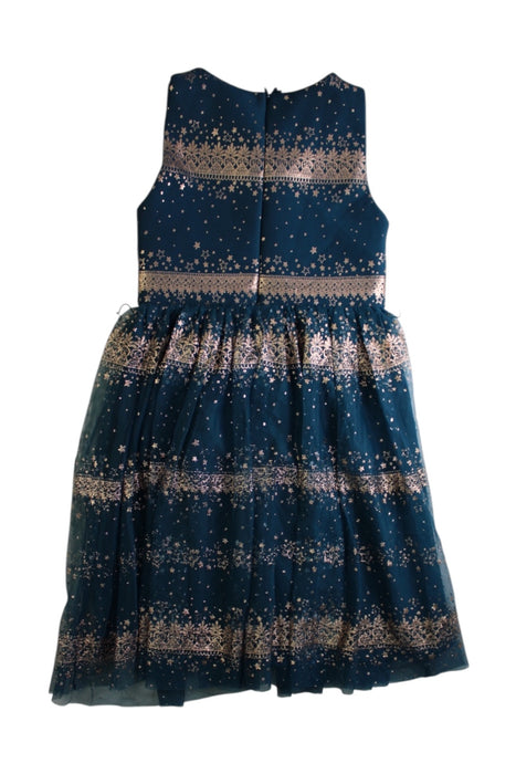 A Blue Sleeveless Dresses from Monsoon in size 6T for girl. (Back View)