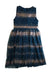 A Blue Sleeveless Dresses from Monsoon in size 6T for girl. (Back View)