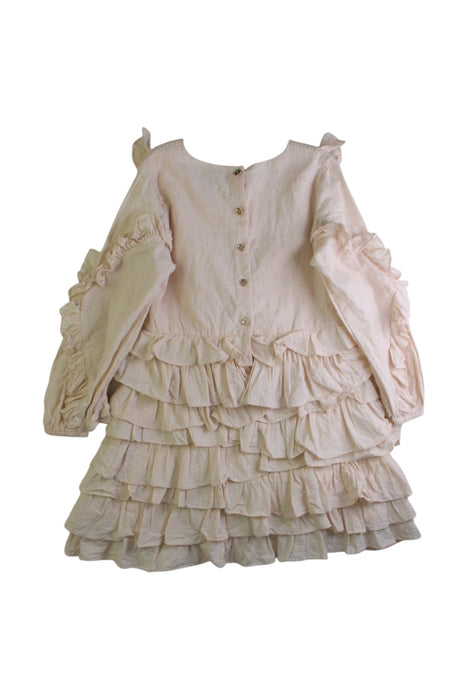 A Ivory Long Sleeve Dresses from Velveteen in size 6T for girl. (Back View)