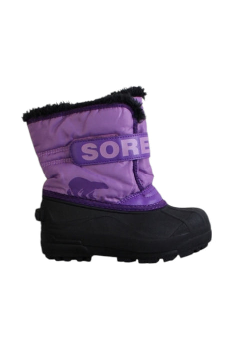 A Purple Winter Boots from Sorel in size 5T for girl. (Front View)