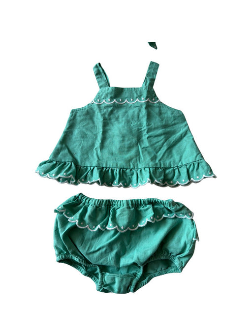 A Green Pants Sets from Seed in size 6-12M for girl. (Front View)