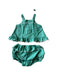 A Green Pants Sets from Seed in size 6-12M for girl. (Front View)