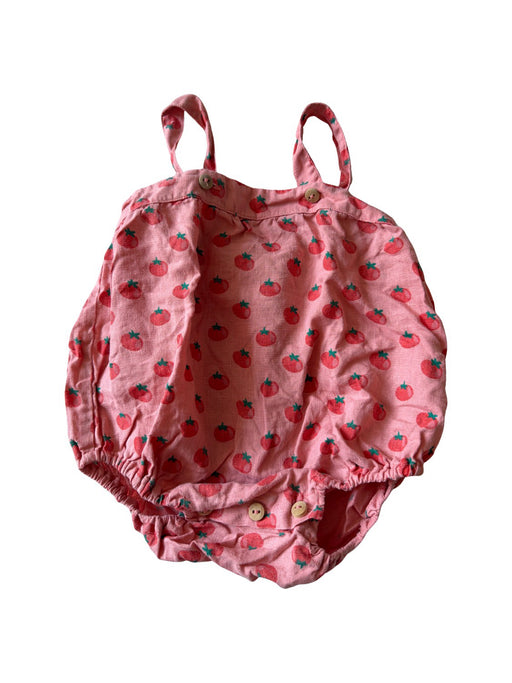 A Red Sleeveless Rompers from Oeuf in size 6-12M for girl. (Front View)