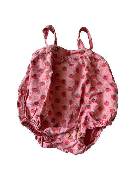 A Red Sleeveless Rompers from Oeuf in size 6-12M for girl. (Front View)