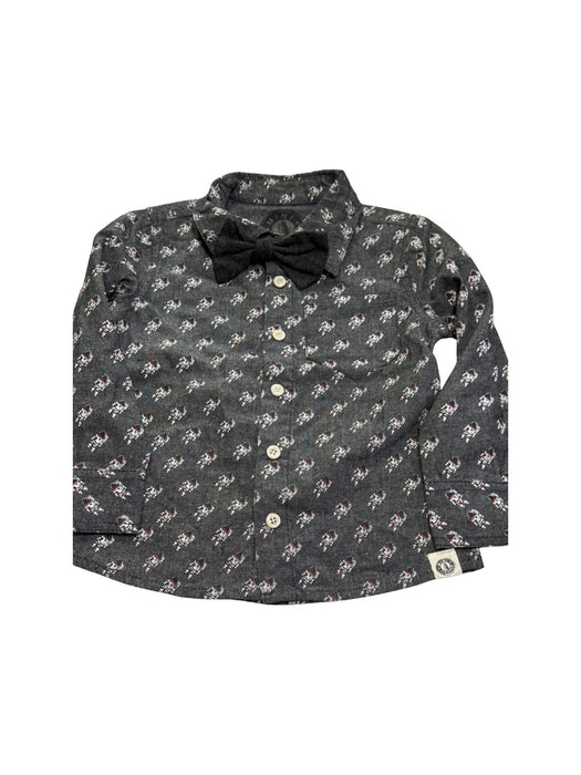A Black Long Sleeve Shirts from Mini Shatsu in size 2T for boy. (Front View)