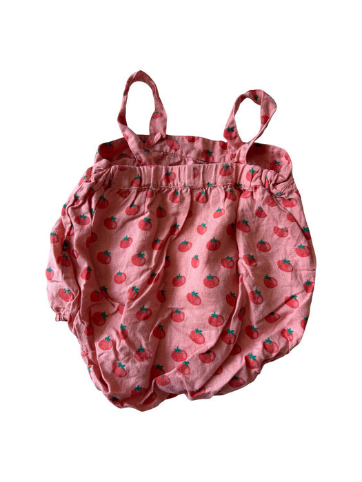 A Red Sleeveless Rompers from Oeuf in size 6-12M for girl. (Back View)