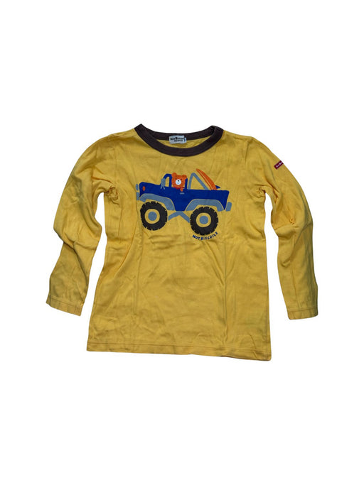 A Yellow Long Sleeve T Shirts from Miki House in size 5T for boy. (Front View)