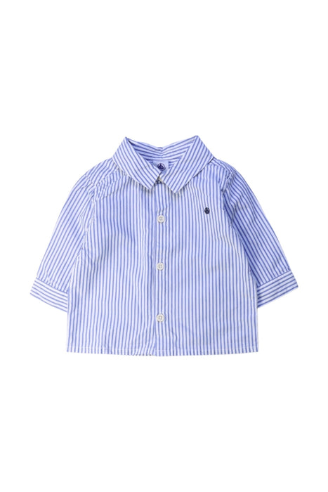 A Blue Long Sleeve Shirts from Petit Bateau in size 6-12M for boy. (Front View)