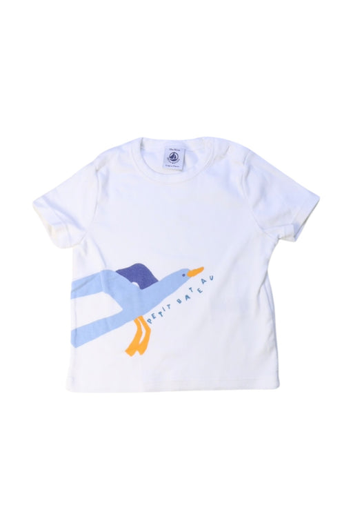 A White Short Sleeve T Shirts from Petit Bateau in size 12-18M for boy. (Front View)
