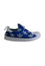 A Blue Slip Ons from Adidas in size 9Y for boy. (Front View)