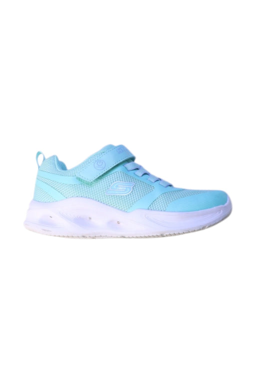 A Blue Sneakers from Skechers in size 7Y for girl. (Front View)