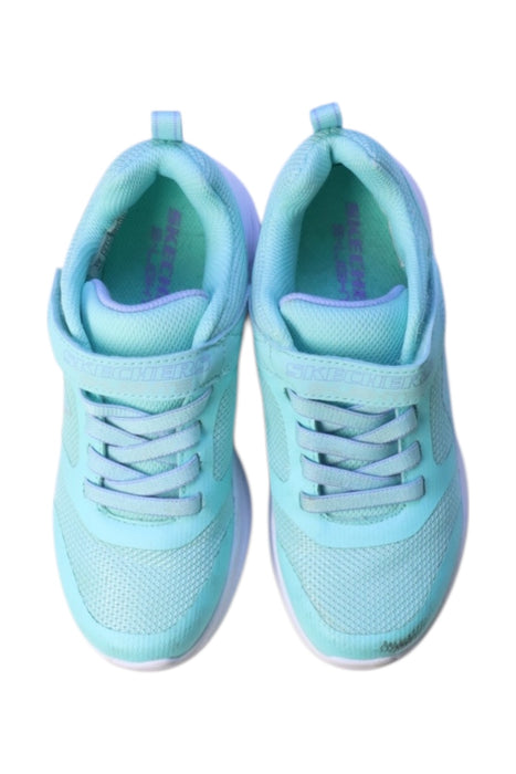 A Blue Sneakers from Skechers in size 7Y for girl. (Back View)