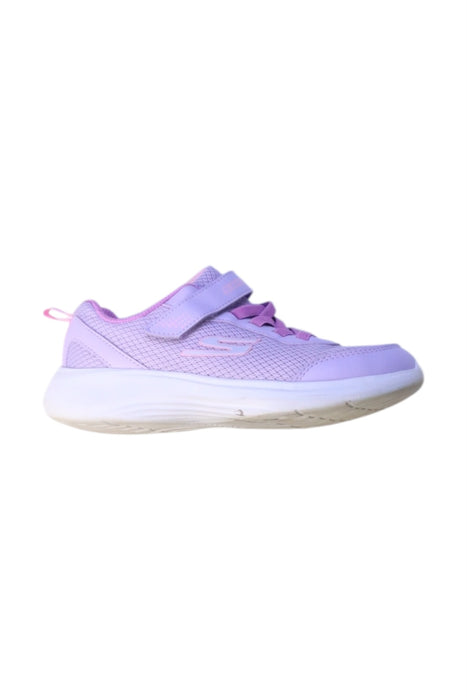 A Purple Sneakers from Skechers in size 7Y for girl. (Front View)