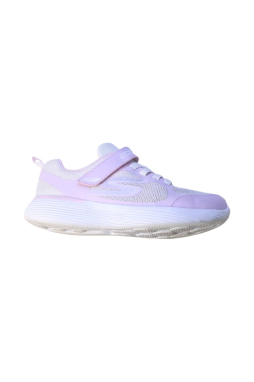 A Purple Sneakers from Skechers in size 7Y for girl. (Front View)