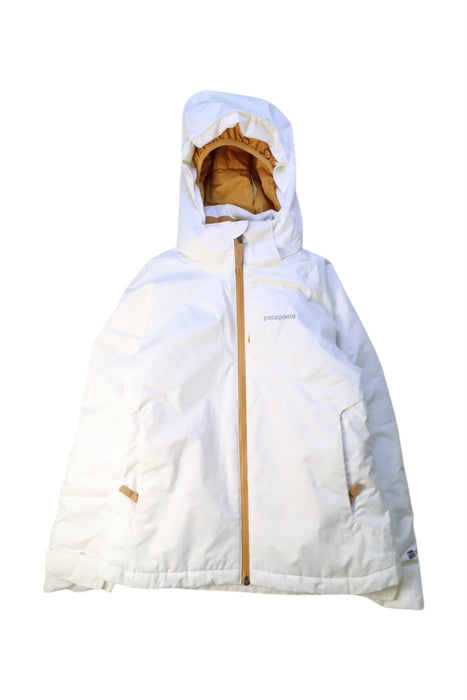 A White Ski Jackets from Patagonia in size 7Y for girl. (Front View)