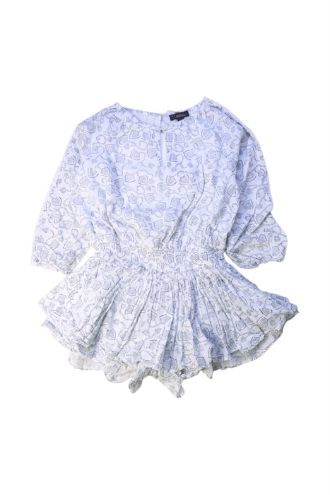 A Blue Long Sleeve Rompers from Velveteen in size 4T for girl. (Front View)