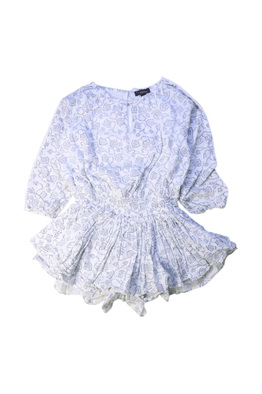 A Blue Long Sleeve Rompers from Velveteen in size 4T for girl. (Front View)