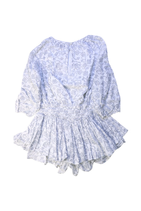 A Blue Long Sleeve Rompers from Velveteen in size 4T for girl. (Back View)