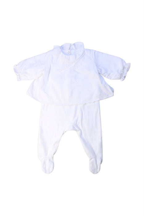 A White Pants Sets from Jacadi in size 0-3M for girl. (Front View)