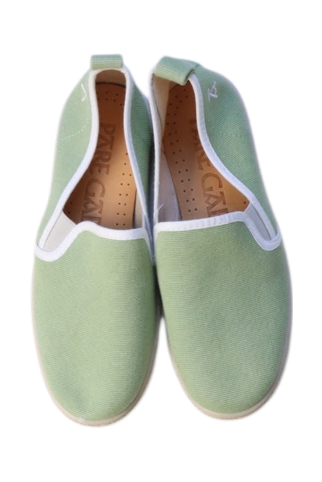 A Green Slip Ons from Pare Gabia in size 9Y for neutral. (Back View)