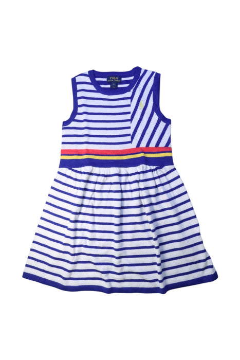 A Blue Sleeveless Dresses from Polo Ralph Lauren in size 6T for girl. (Front View)