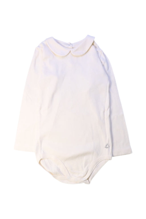 A White Long Sleeve Bodysuits from Petit Bateau in size 3T for girl. (Front View)