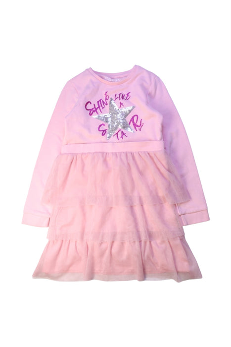 A Pink Long Sleeve Dresses from Guess in size 6T for girl. (Front View)