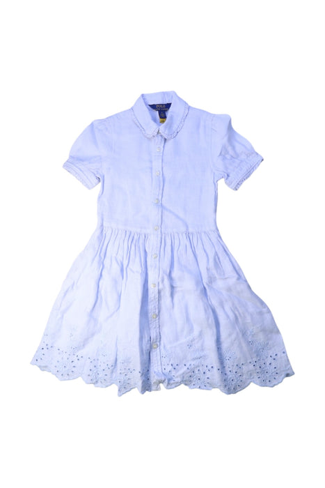 A White Short Sleeve Dresses from Polo Ralph Lauren in size 6T for girl. (Front View)