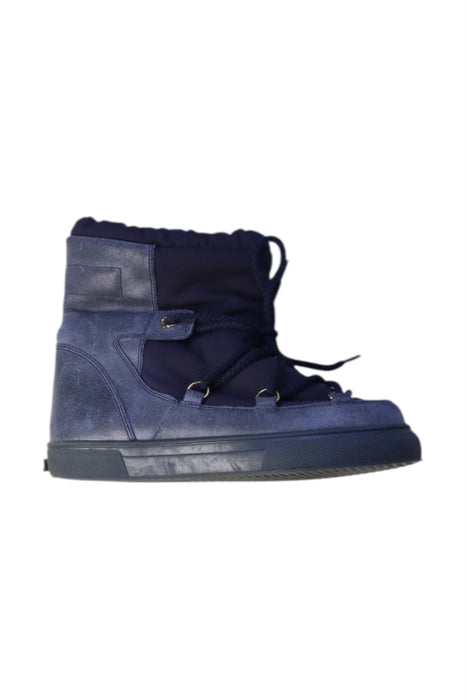 A Blue Winter Boots from Moncler in size 9Y for boy. (Front View)