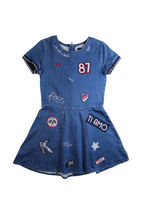 A Blue Short Sleeve Dresses from IKKS in size 10Y for girl. (Front View)