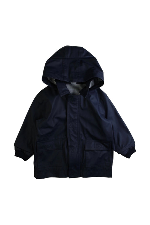 A Navy Rain Jackets from Petit Bateau in size 6-12M for boy. (Front View)