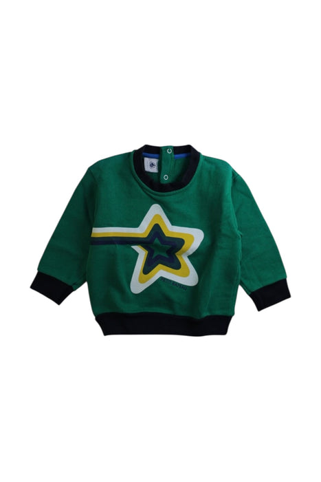 A Green Buttoned Sweatshirts from Petit Bateau in size 6-12M for boy. (Front View)