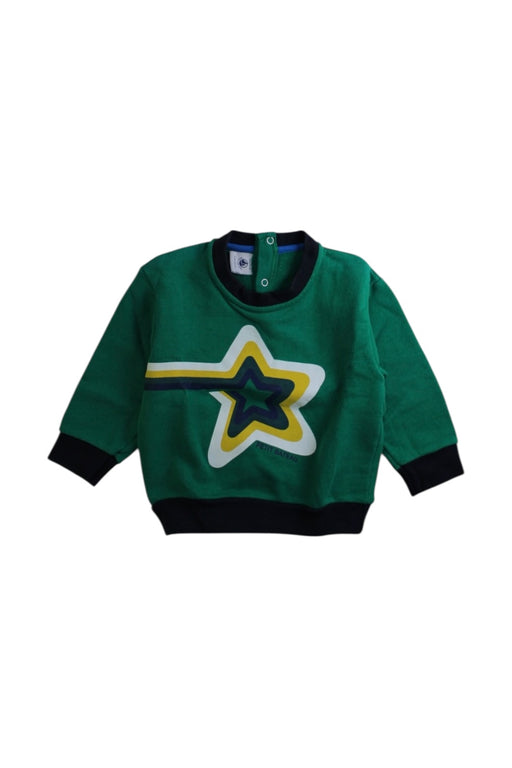 A Green Buttoned Sweatshirts from Petit Bateau in size 6-12M for boy. (Front View)