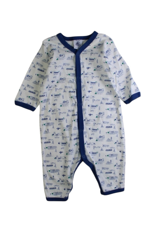 A Blue Long Sleeve Jumpsuits from Petit Bateau in size 0-3M for boy. (Front View)