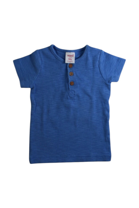A Blue Short Sleeve T Shirts from Seed in size 6-12M for boy. (Front View)