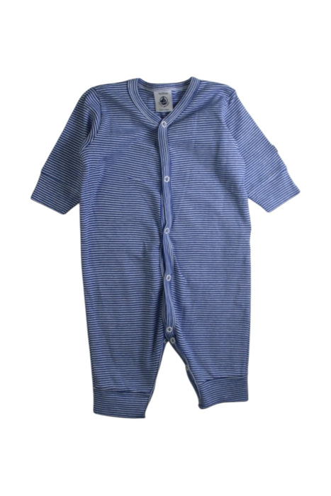 A Blue Long Sleeve Jumpsuits from Petit Bateau in size 0-3M for boy. (Front View)