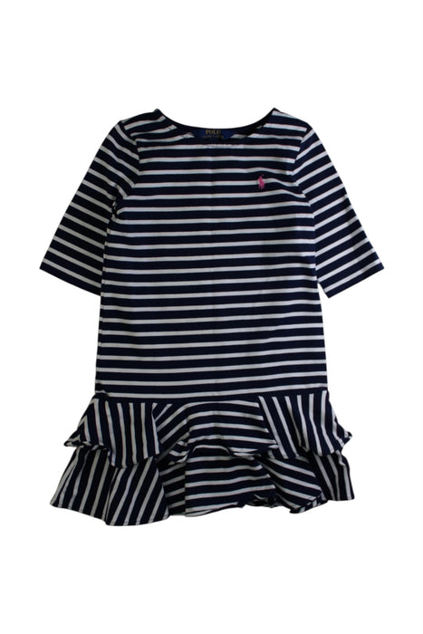 A Navy Long Sleeve Dresses from Polo Ralph Lauren in size 6T for girl. (Front View)